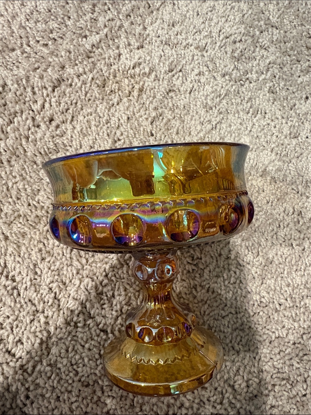 Indiana carnival glass kings crown thumbprint